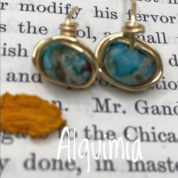 TURQUOISE  EARRINGS - Picture 1 of 2